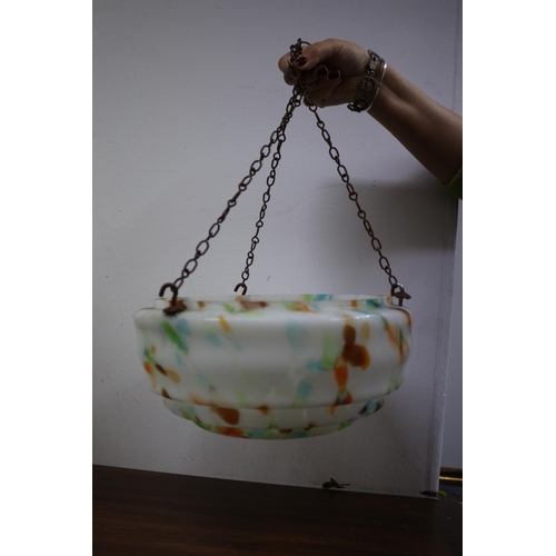 176 - Vintage Mottled Glass Hanging Shade - 29cm dia