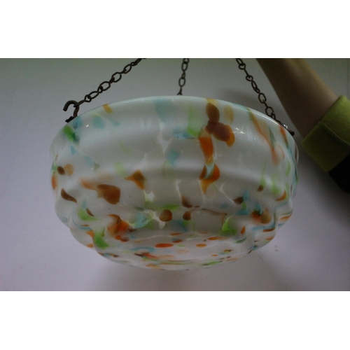 176 - Vintage Mottled Glass Hanging Shade - 29cm dia