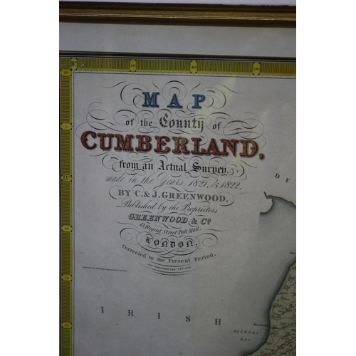 356 - Original County of Cumberland Engraving Map from an Actual Survey Carried Out in the Years 1821 & 18... 