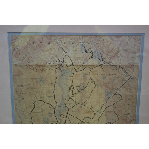 358 - Antique Topographic Map of East Maine USA - Framed and Glazed - 64.5 x 43cm