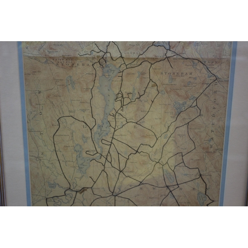 358 - Antique Topographic Map of East Maine USA - Framed and Glazed - 64.5 x 43cm