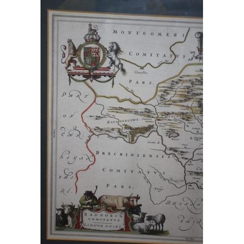 359 - 1668 Radnoria Original Map by Johannes Blaeu - Very Good Condition - Framed and Glazed - 66 x 53.5cm