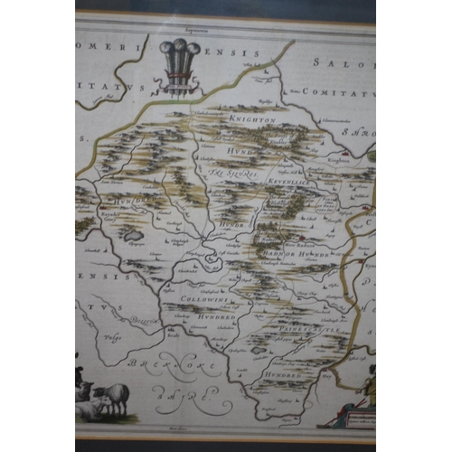 359 - 1668 Radnoria Original Map by Johannes Blaeu - Very Good Condition - Framed and Glazed - 66 x 53.5cm