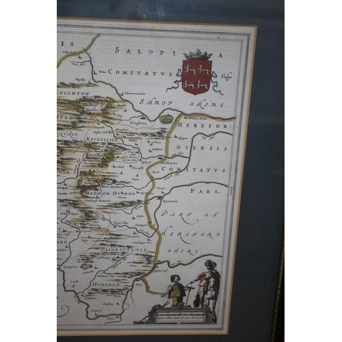 359 - 1668 Radnoria Original Map by Johannes Blaeu - Very Good Condition - Framed and Glazed - 66 x 53.5cm