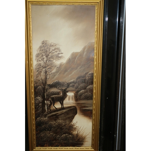 361 - Victorian Framed Oil on Boards with Scenes of Stags - Indistinguishably Signed to one