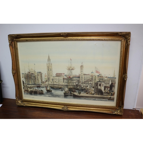 362 - Large Hand Coloured Lithograph - Limited Edition - 107/350 - St. Georges Dock Basin with South West ... 