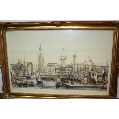 362 - Large Hand Coloured Lithograph - Limited Edition - 107/350 - St. Georges Dock Basin with South West ... 