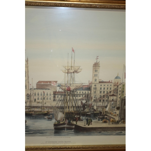 362 - Large Hand Coloured Lithograph - Limited Edition - 107/350 - St. Georges Dock Basin with South West ... 