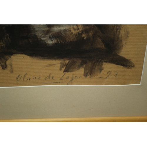 363 - Large Original Charcoal and Wash Painting in a Distinctly Picasso Style of a Spanish Bullfighter and... 