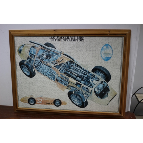 367 - Large, Framed and Glazed Puzzle Picture of 1957 Maserati 250F