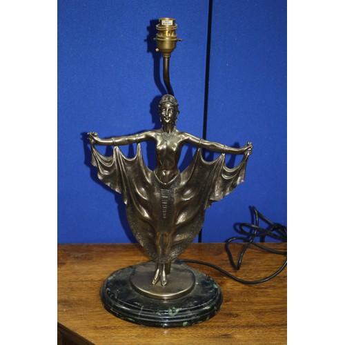 368 - Heavy Metallic Styled Lamp - Art Nouveau Styling of Glamerous Woman - Stamped on the base Rosa