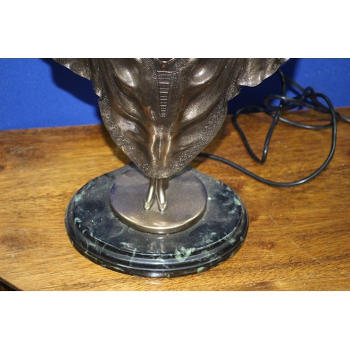 368 - Heavy Metallic Styled Lamp - Art Nouveau Styling of Glamerous Woman - Stamped on the base Rosa