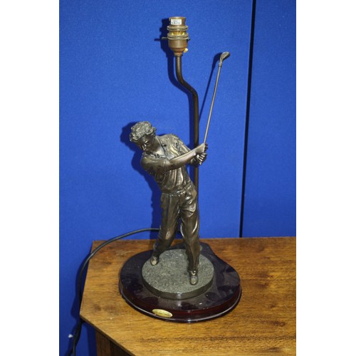 369 - Metallic Golfer Lamp on Base