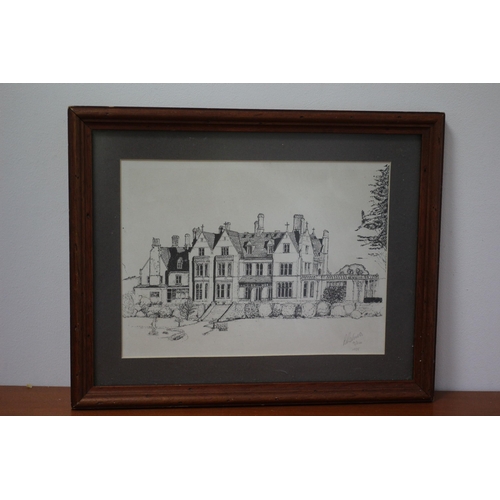 521 - 1998 Limited Edition Print of a Manner House - Indistinguishably Signed - 41 x 34.5cm