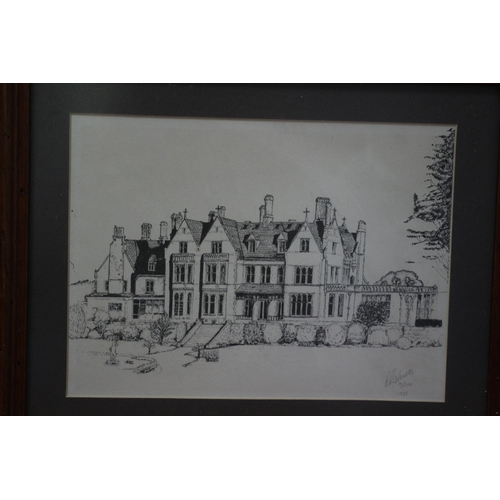 521 - 1998 Limited Edition Print of a Manner House - Indistinguishably Signed - 41 x 34.5cm