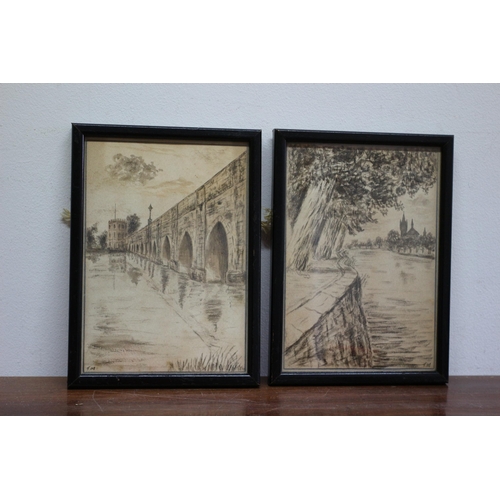 557 - Pair of Pencil Drawings from 1909 - 19 x 14cm