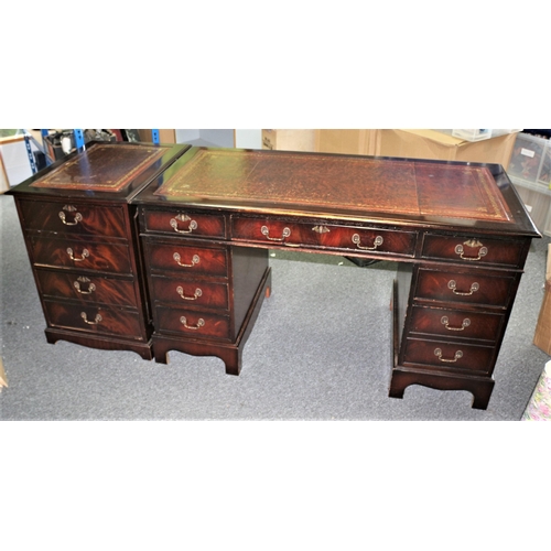 26 - Pedestal Desk & Filing Cabinet with Leather top