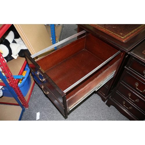 26 - Pedestal Desk & Filing Cabinet with Leather top