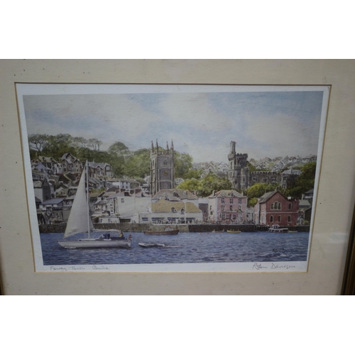 29 - Robin Davidson Signed Print of Fowey Town Centre