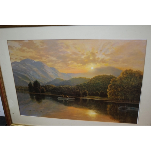 44 - Print by Gerald Coulson of Fisherman on a Lake 
75.5cm x 56.5cm