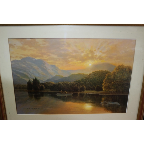 44 - Print by Gerald Coulson of Fisherman on a Lake 
75.5cm x 56.5cm