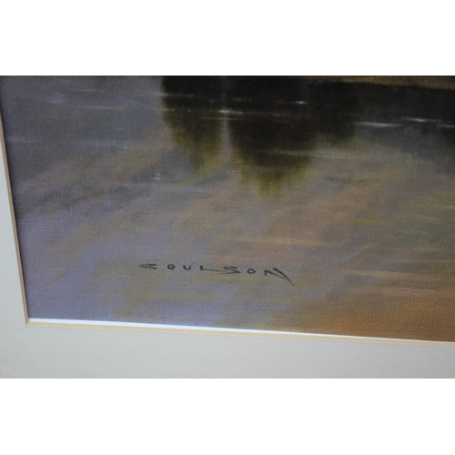 44 - Print by Gerald Coulson of Fisherman on a Lake 
75.5cm x 56.5cm