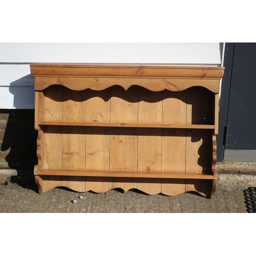 52 - Old Wall Pine Plate Rack/Shelves