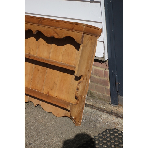 52 - Old Wall Pine Plate Rack/Shelves