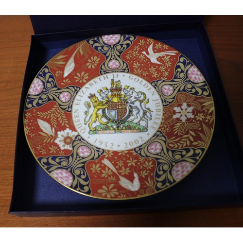 4 - Royal Worcester Queen Elizabeth II Golden Jubilee Plate, 1952-2002 in Original Box