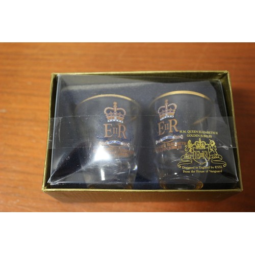 5 - Queen Elizabeth II - ER 1977 Silver Jubilee Glass Collection plus Pair of Boxed Golden Jubilee Glass... 