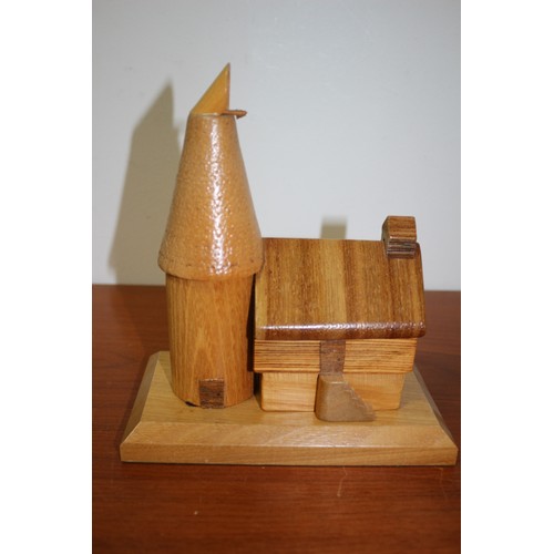 16 - 2 Hand Made Wooden Oast Houses 
23cm