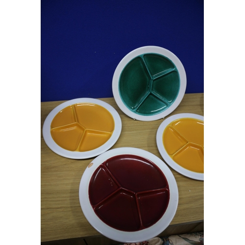 123 - 6 x Coloured Snack Dishes, 1 chipped