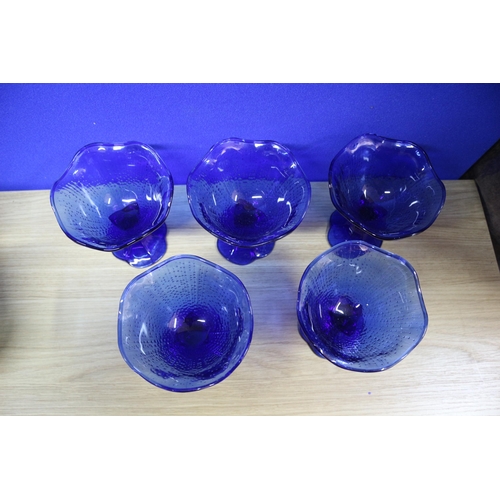 127 - Blue French Dishes 13.5cm Tall