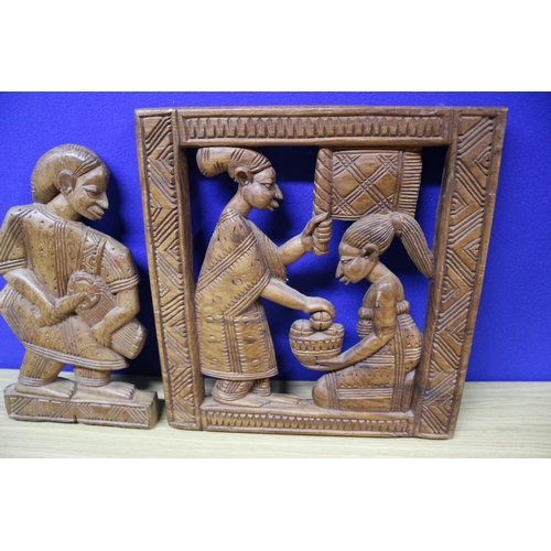 130 - Pair of Wooden African Carving Relief