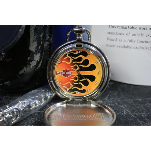 156 - The Franklin Mint Collection Harley Davidson Pocket Watch