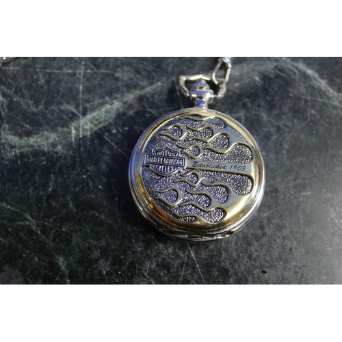 156 - The Franklin Mint Collection Harley Davidson Pocket Watch