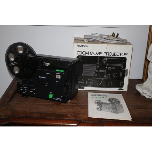 185 - Keystone Movie Projector 2500, Like New in Box with Manual and Reels