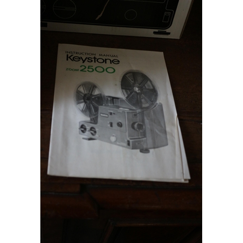 185 - Keystone Movie Projector 2500, Like New in Box with Manual and Reels