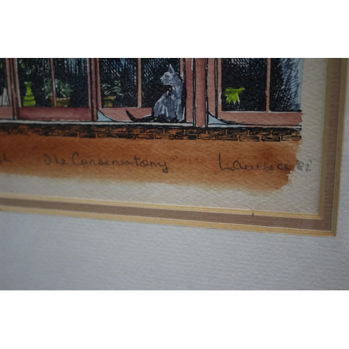 196 - Limited Edition Watercolour Serigraph 8/125 ‘The Conservatory’ Signed by Laurence ‘82 - 35 x 46cm