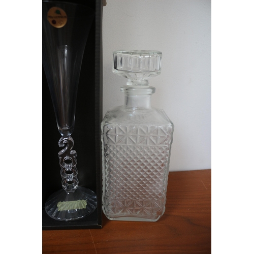 20 - 2 x Glass Decanters & Pair of Millenium 2000 Flutes