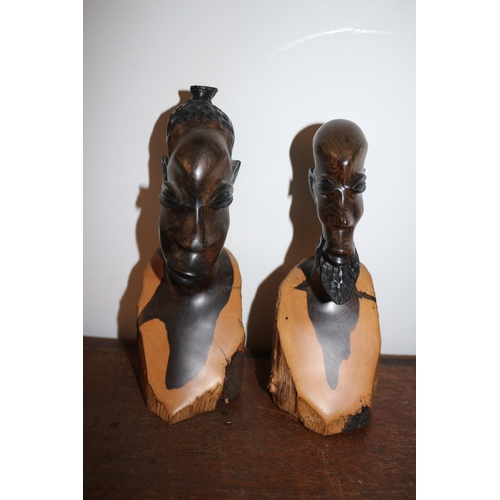 209 - Carved African Busts 
Tallest is 19.5cm