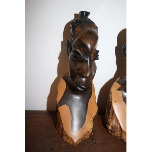 209 - Carved African Busts 
Tallest is 19.5cm