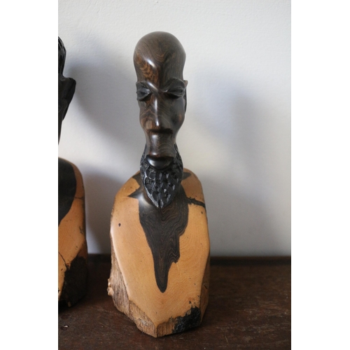 209 - Carved African Busts 
Tallest is 19.5cm