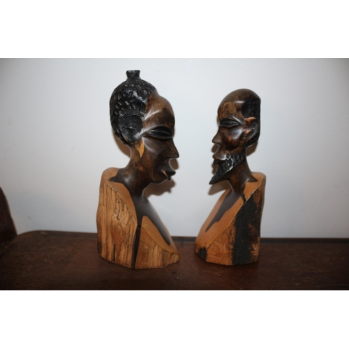 209 - Carved African Busts 
Tallest is 19.5cm