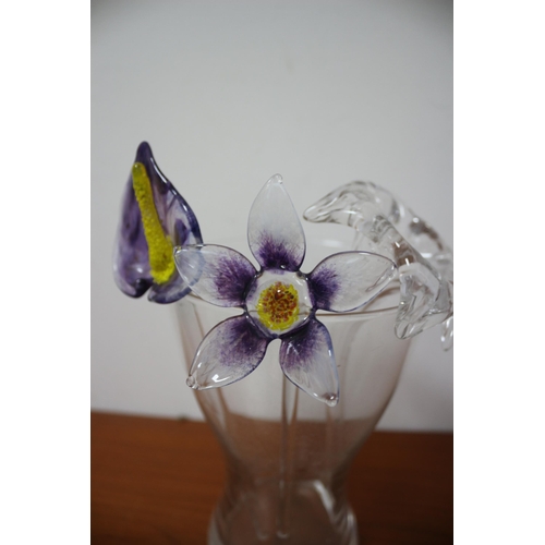 21 - Vase with 3 Glass Flowers, Vase is 19.5cm