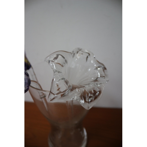 21 - Vase with 3 Glass Flowers, Vase is 19.5cm