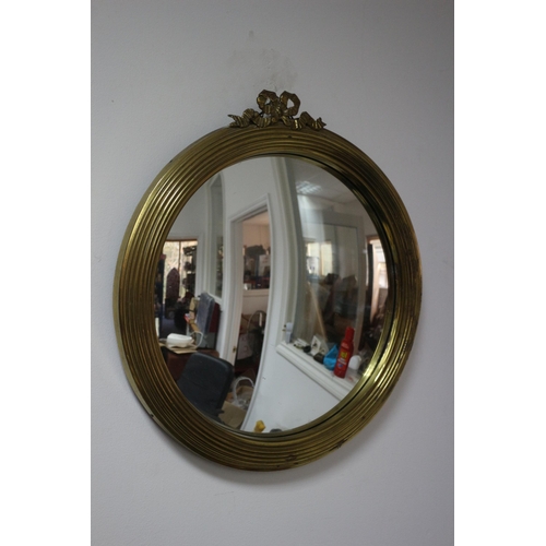 211 - Convex Brass Edge Mirror, 36cm across