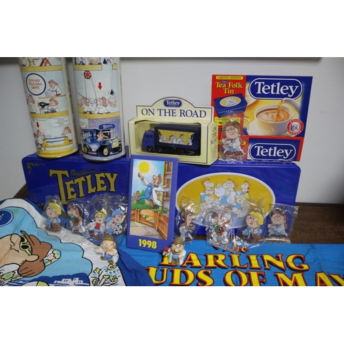 73 - Tetley Tea Tins, Tea Towels, Model, Key Rings ETC