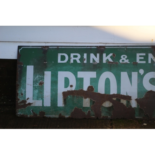 85 - Large Lipton Tea Enamel Sign (Original) 
183cm x 61cm