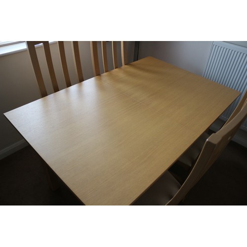 220 - Wooden Extending Dining Table & 4 Chairs 
When Extended the Table is 18 long x 90 wide x 76 high